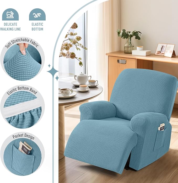 TAOCOCO Recliner Cover 4-Pieces, Recliner Stretch Sofa Slipcover, Recliner - Image 3