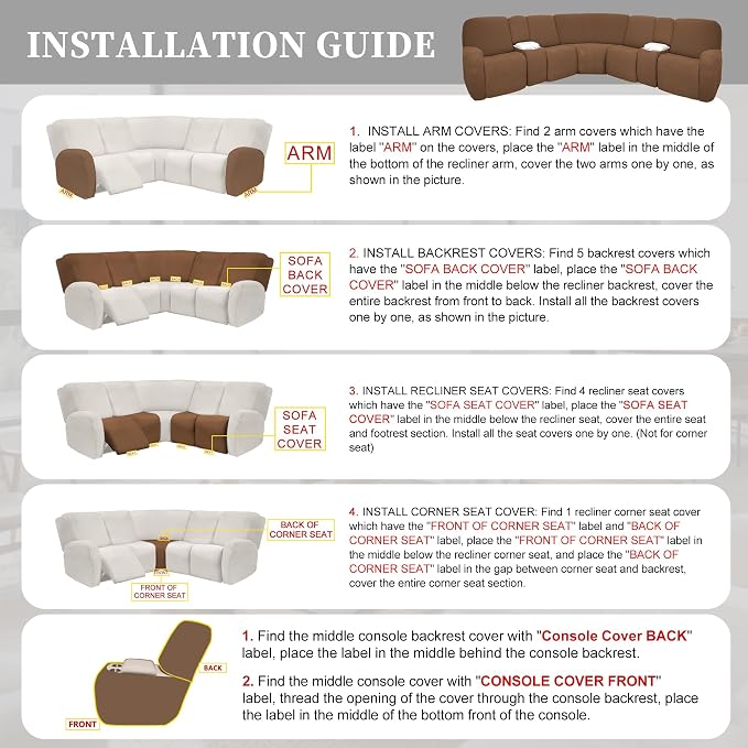 100% Waterproof Sectional Recliner Couch Covers - Image 7