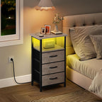 Vagusicc Night Stand with Charging Station, LED Nightstand - Image 5