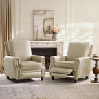 HULALA HOME Genuine Leather Manual Recliner Chairs Set of 2 - Image 8