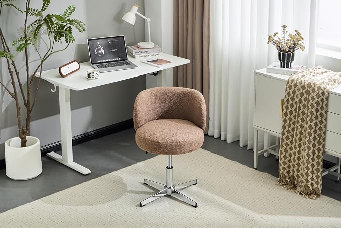 VINGLI Cute Small Swivel Desk Chair Comfy no Wheels, Ergonomic Low-Back Lumbar - Image 7