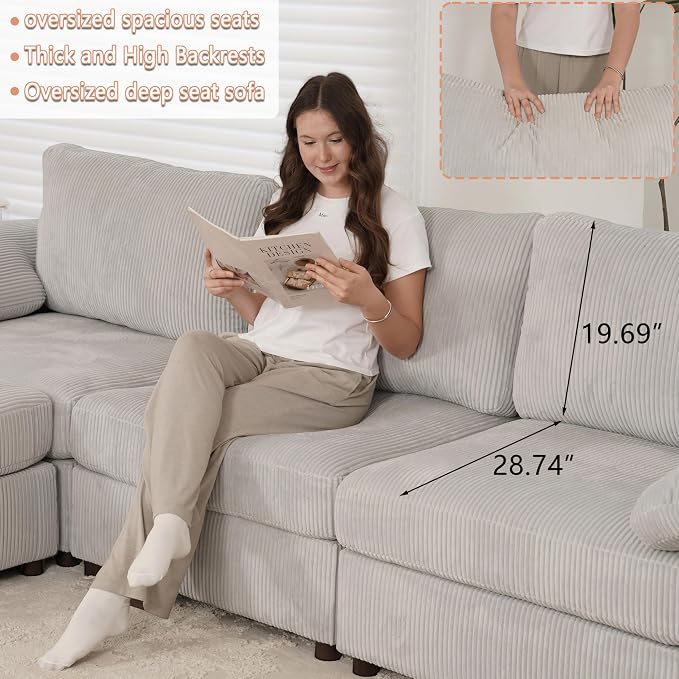 EASE MOOSE Modular Sectional Sofa, Oversized U Shape Sectional Couch - Image 7