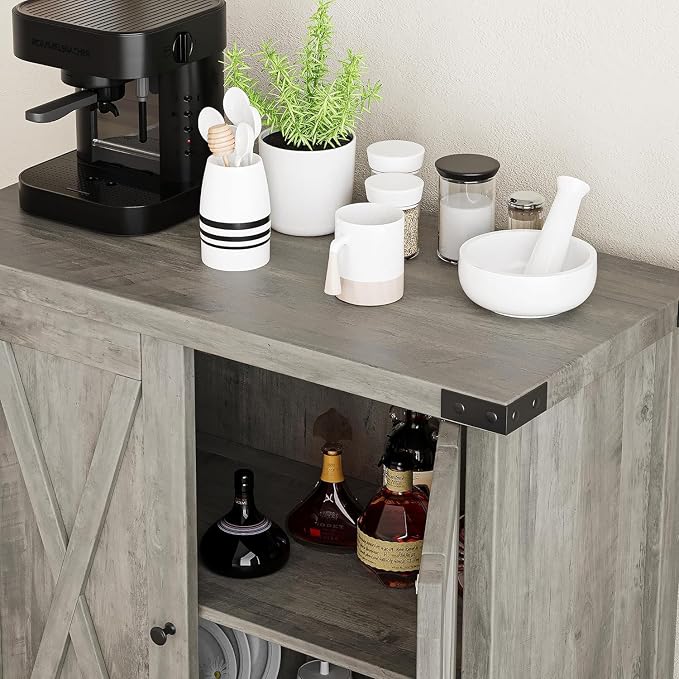 GarveeHome Small Storage Cabinet, Farmhouse Sideboard Buffet Cabinet - Image 7