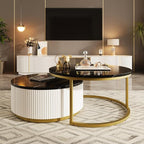 Modern Round Nesting Coffee Table Fluted - Image 6