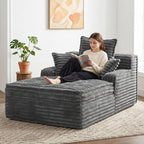 Boneless Chaise Lounge Couch Indoor, Small Corduroy Upholstered Sleeper Sofa - Image 9