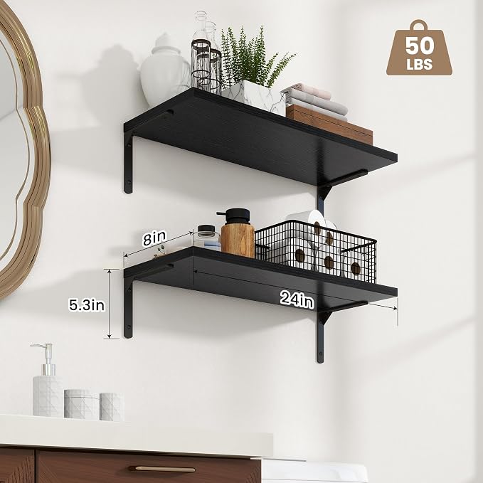 Fun Memories Deep Floating Shelves, 24W x 8D Floating Shelves Set of 2 - Image 3