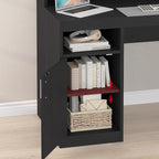 YOMILUVE Computer Desk with 3 Drawer & Storage Shelves, Home Office Desk with - Image 6
