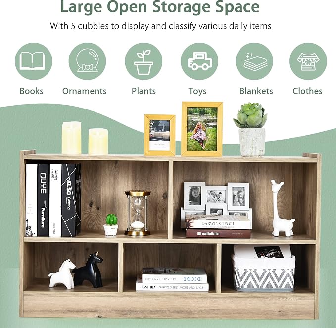 Tangkula 5 Cube Bookcase, 2 Tier Wooden Storage Open Bookshelf, Kid's Playroom - Image 6