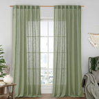 Sheer Linen Curtains 96 inches Long 2 Panels Set by LAMIT