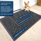 OLANLY Front Door Mat Outside 35x23, All-Season Absorbent Rubber Doormat | Grey - Image 2