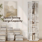 YOWOS Rotating Bookshelf Tower, 360° Display Spinning Bookcase, Bamboo - Image 4