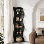VECELO Wavy Corner Shelf with LED Light, Decorative 6-Tier Corner Display - Image 5