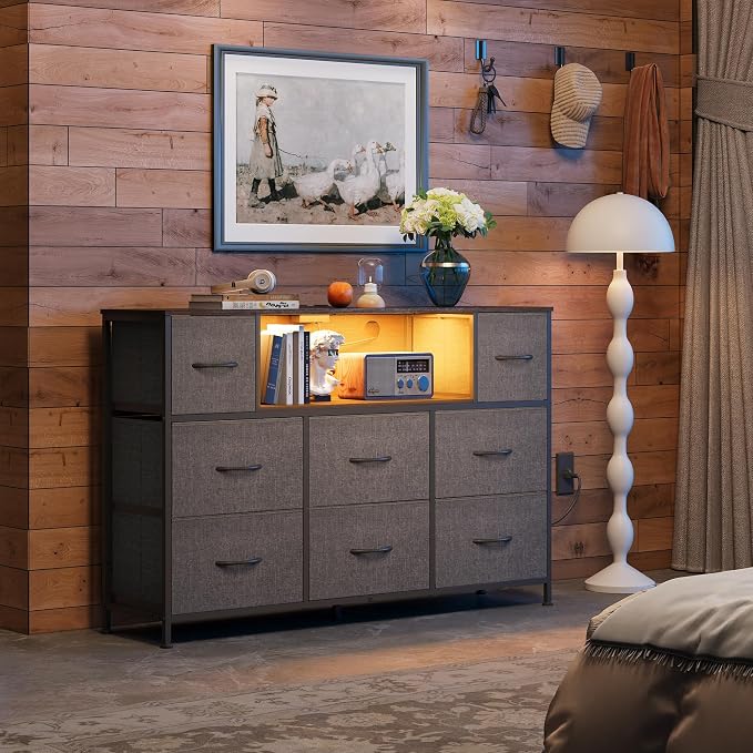 WLIVE Grey Dresser TV Stand for 45, 55 inch TV, Entertainment Center - Image 2