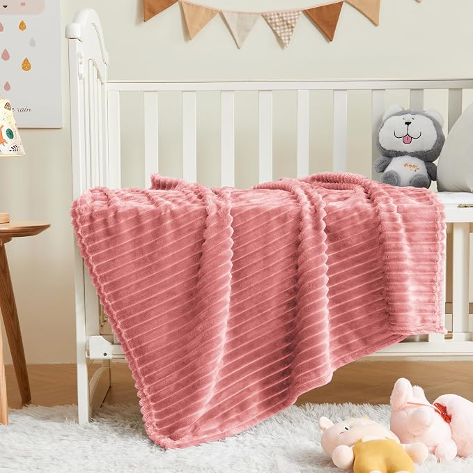 BEDELITE 3D Ribbed Pink Baby Blankets - Image 3