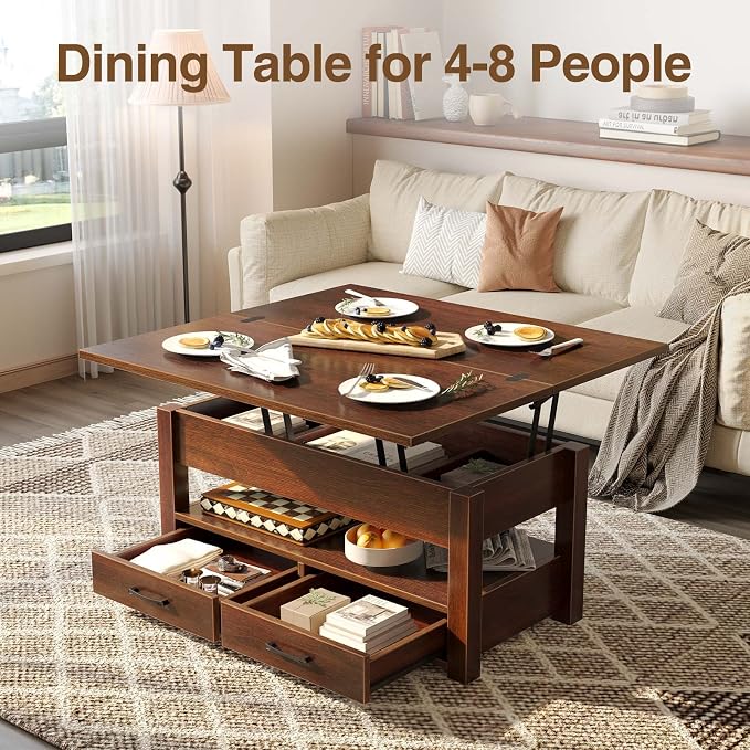 Rolanstar Coffee Table Lift Top, Converts to Dining Table - Image 5