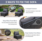Jing's Villa 7-Piece Patio Furniture Set, All-Weather Outdoor Wicker Sectional - Image 7