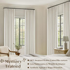 Blackout Linen Curtains 126 Inches Long Pinch Pleated 2 Panels Natural | - Image 2