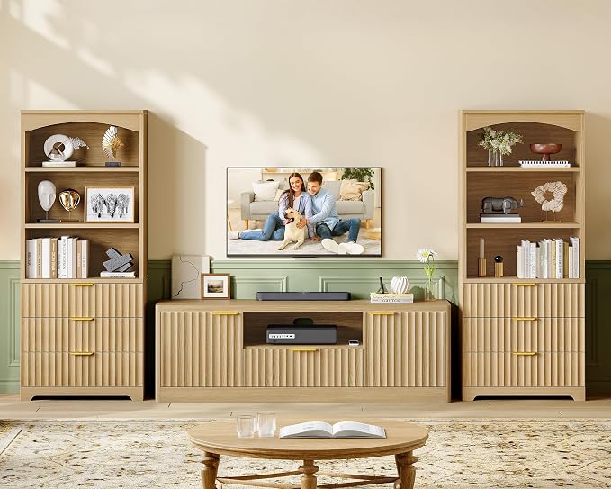 TEENFON 55" TV Stand for TVs Up to 60", Modern Fluted Entertainment Center - Image 8