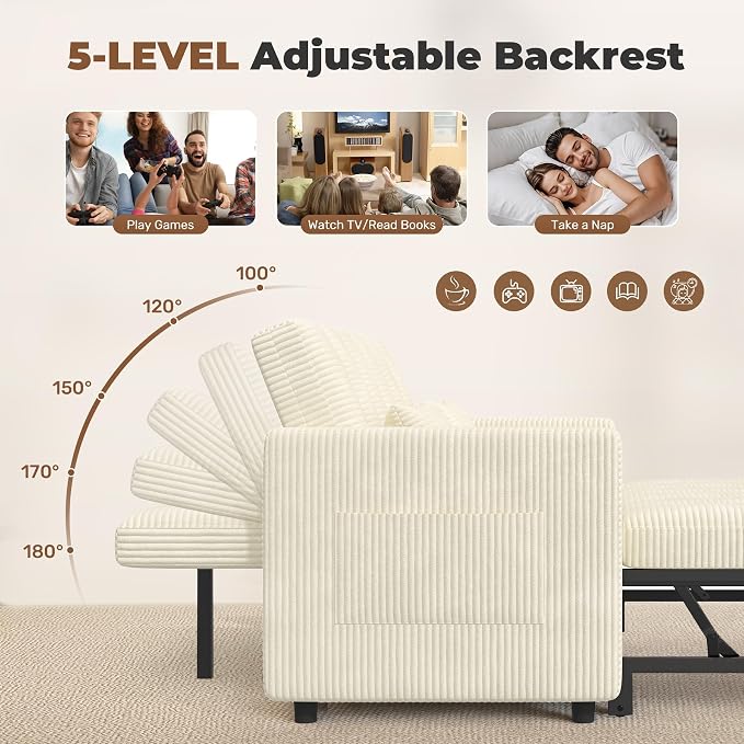Nebuaegis Sleeper Sofa Bed, 3-in-1 Convertible Pull Out Couch - Image 5