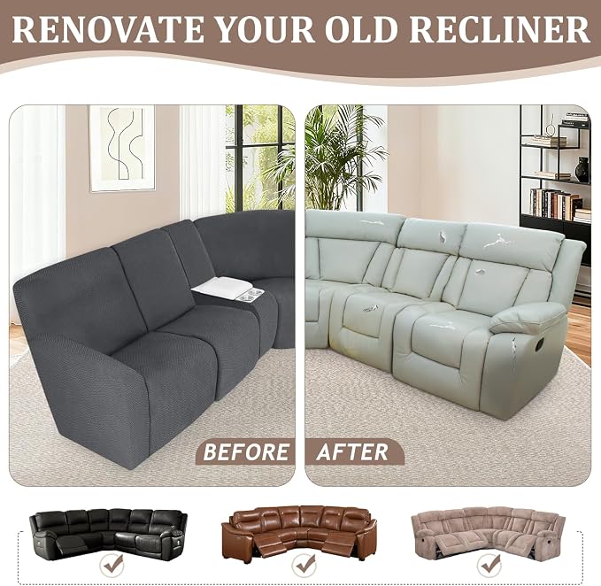 ALIECOM 100% Waterproof Recliner Sectional Couch Covers L Shape Stretch Corner - Image 7