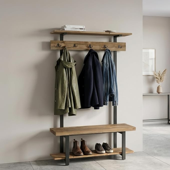 Alaterre Furniture Pomona Entryway Hall Tree – Modern Farmhouse 48-Inch Solid - Image 4