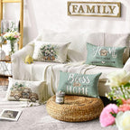 AVOIN colorlife Bless Our Home Farmhouse Eucalyptus Leaves Throw Pillow Covers - Image 5