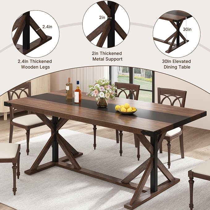 Hlivelood 71 Inch Dining Table for 6 People, Rectangular Kitchen Farmhouse - Image 5