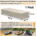 Outdoor Chaise Lounge Cover 1 Pack Patio Lounge Chair Covers Waterproof 600D - Image 2