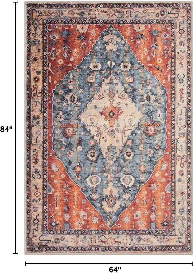 SERISSA 5x7 Washable Non Slip Boho Area Rug - Image 2
