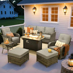 ovios 7 Pieces Patio Furniture Set, Outdoor Wicker Sofa Couch by OVIOS