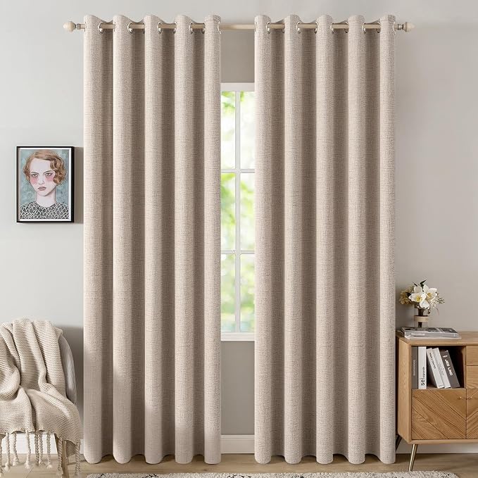 MIULEE 100% Blackout Linen Curtains by MIULEE