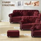 KEIKI 63" Velvet Chesterfield Sofa - Image 7