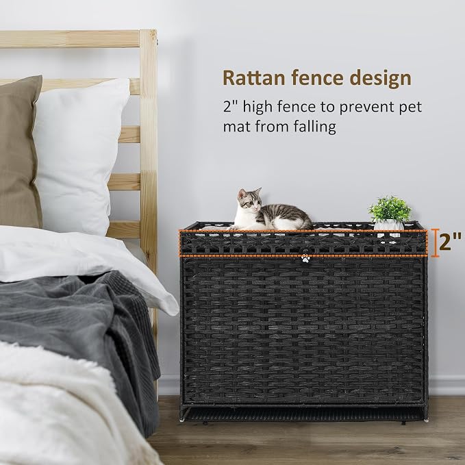 Cat Litter Box Enclosure with Soft Litter Mat; Hidden Cat Washroom Furniture - Image 3
