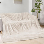 BEDELITE Fleece Blanket Soft Plush Oversized Bed Blanket Beige 120"x120" | - Image 3