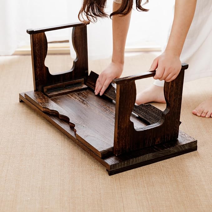 Japanese Wood Floor Table with Foldable Legs - Image 2