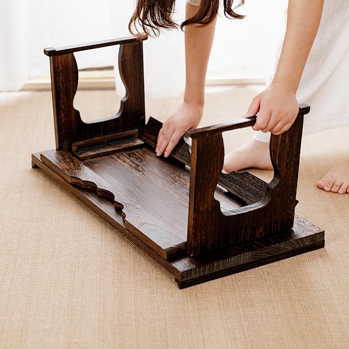 Japanese Wood Floor Table with Foldable Legs - Image 2