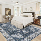Area Rug 8x10 Washable Rug, Vintage Boho Medallion Rugs Non-Slip Soft Low Pile - Image 2