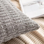 MIULEE Euro Sham Corduroy Decorative Throw Pillow Covers 22x22 Light Grey | - Image 6