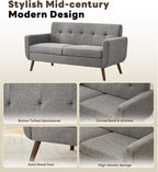 Tbfit 65" W Loveseat Sofa with Ottoman Coffee Table, Mid Century Modern Love - Image 6