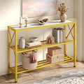 Hoctieon Gold Console Table, 3 Tier Entryway Table by Hoctieon