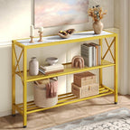 Hoctieon Gold Console Table, 3 Tier Entryway Table by Hoctieon