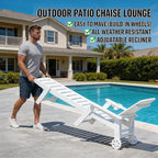 Outdoor Lounge Chair, HDPE 4-Position Adjustable Chaise Lounge Outdoor - Image 4