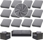 12PCS Patio Cushion Covers, Patio Furniture Couch Seat Slipcovers | Washable by SUKAIKEQA