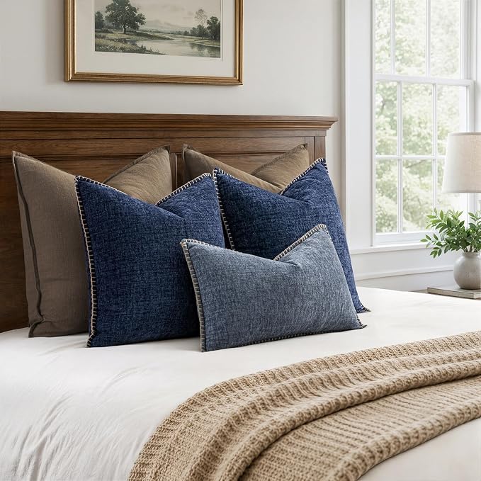 MIULEE Decorative Couch Throw Pillow Covers 20x20 Inch Navy 2 Pack | Farmhouse - Image 6