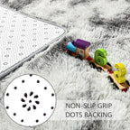2x6 Tie-Dyed Grey and White Fluffy Runner Rug Non-Slip - Image 5