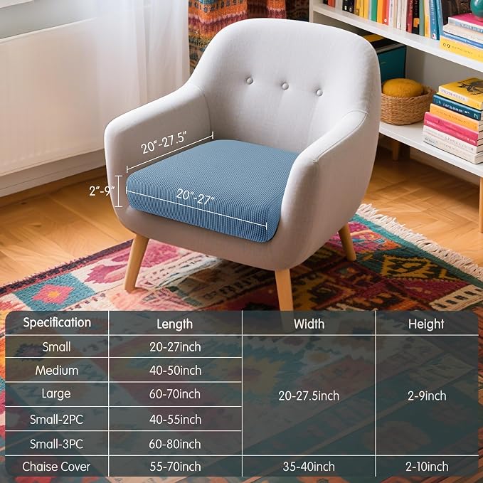 Hokway Stretch Couch Cushion Slipcovers Reversible Cushion Protector Slipcovers - Image 3