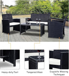 Goplus 4-Piece Rattan Patio Furniture Set, Outdoor Wicker Conversation Sofa - Image 3