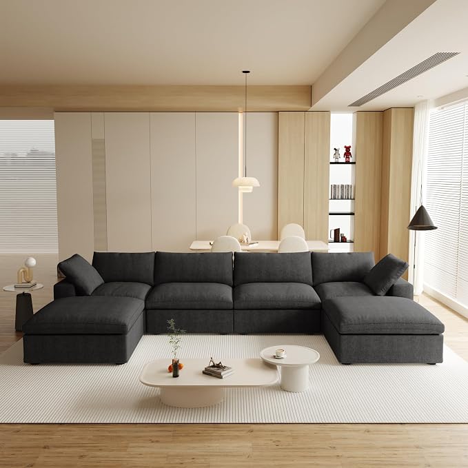 JACH 160.6" U-Shaped Sectional Couch, Modern Modular Convertible Sofa by JACH