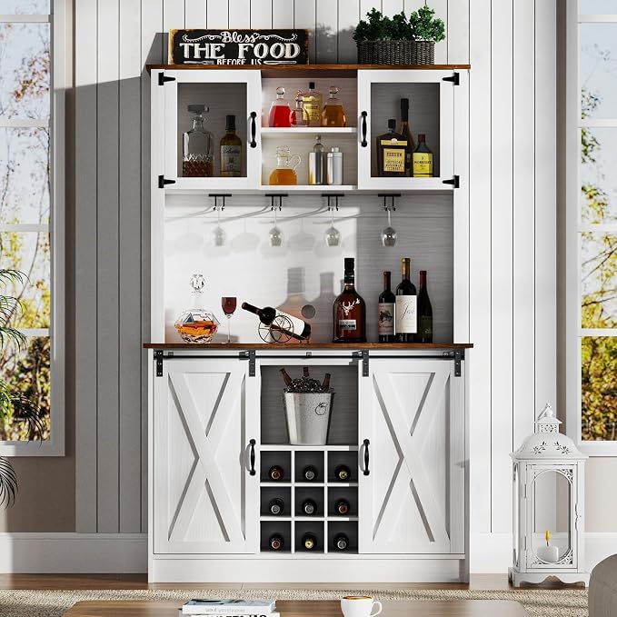 4ever2buy Farmhouse Coffee Bar Cabinet - Image 7