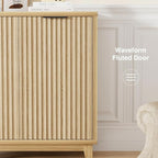 Fluted Cabinet with Storage, 2 Doors Sideboard Buffet, Mid Century Modern - Image 3